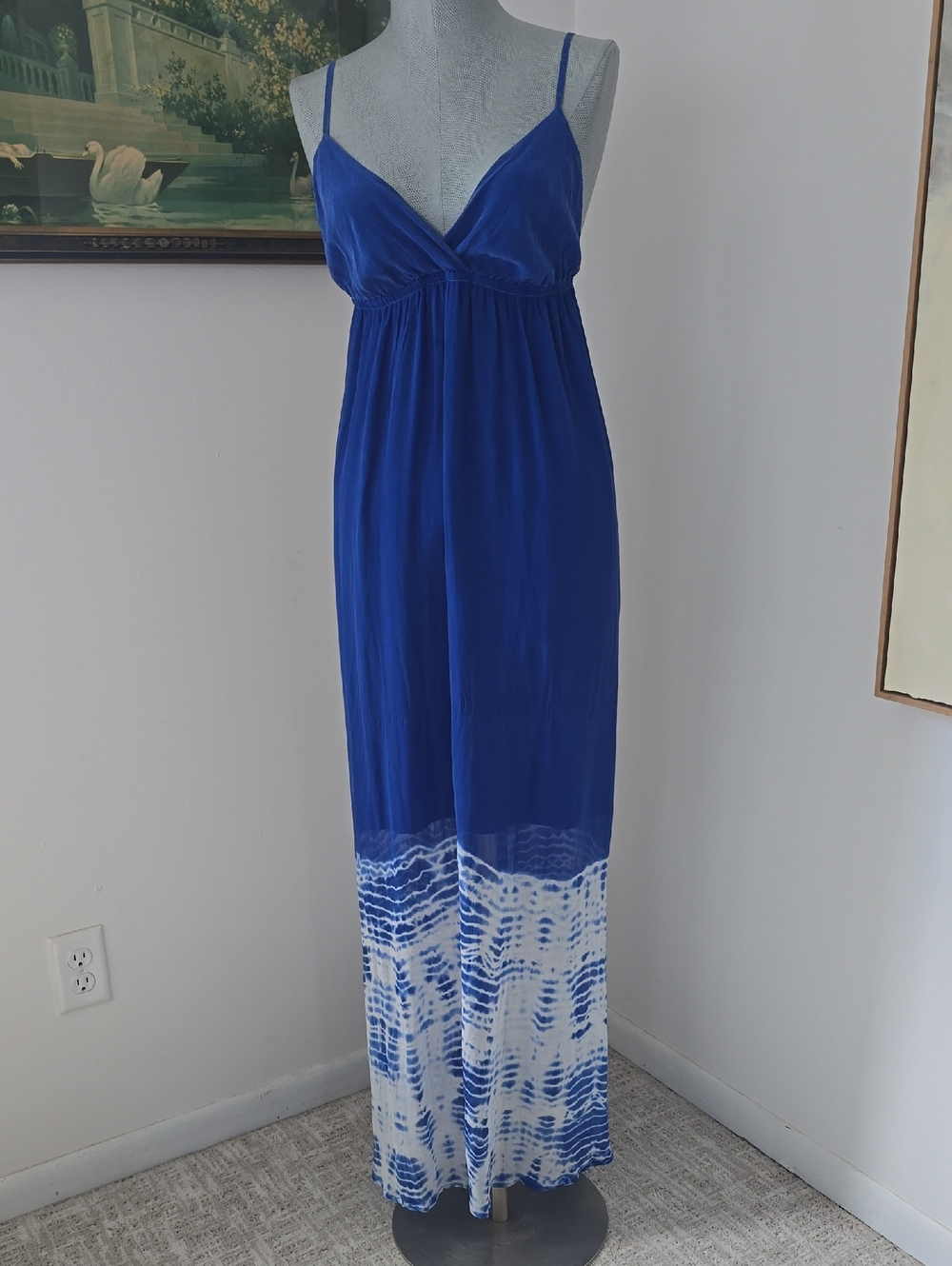 Gypsy 05 | Royal Blue Maxi Dress with White Tie-Dye Hem